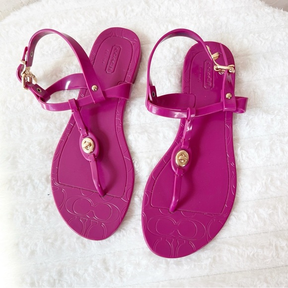 Coach Pier Fuchsia Jelly Sandals - Picture 1 of 9